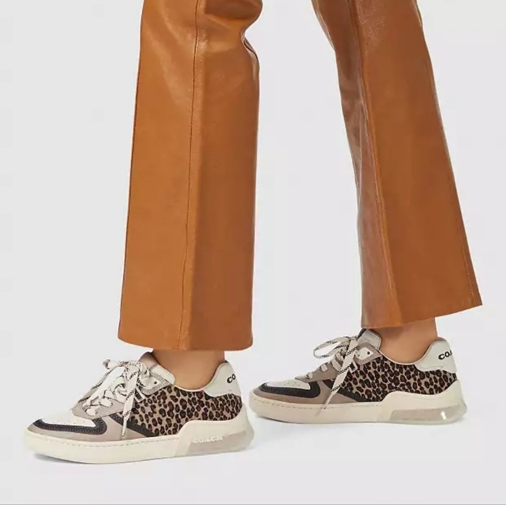 COACH "Citysole Court" Sneaker in Natural & Beechwood Animal Print - Size 10 - Picture 3 of 9